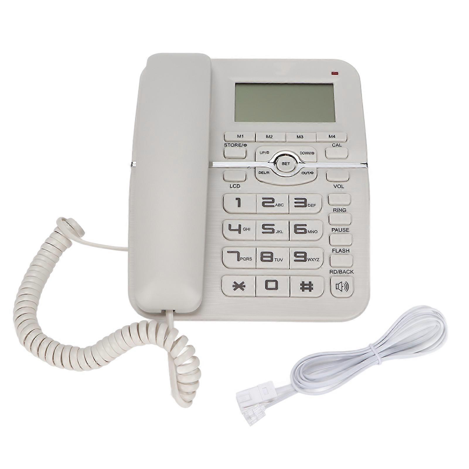 Corded Landline Caller ID Full Hands Free 4 Fast Dial Desktop Wired Telephone with LCD Display for Home Hotel