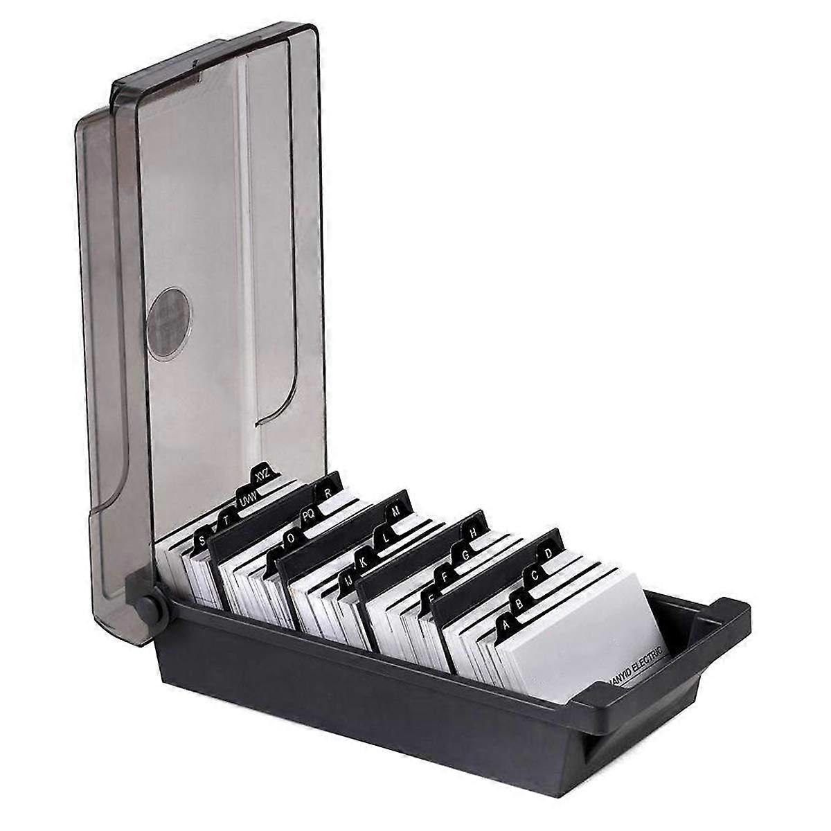 Business Card Holder Index Box With A-Z Dividers, 500 Card Capacity, Gray, 9.45 x 4.72 x 2.95 cm