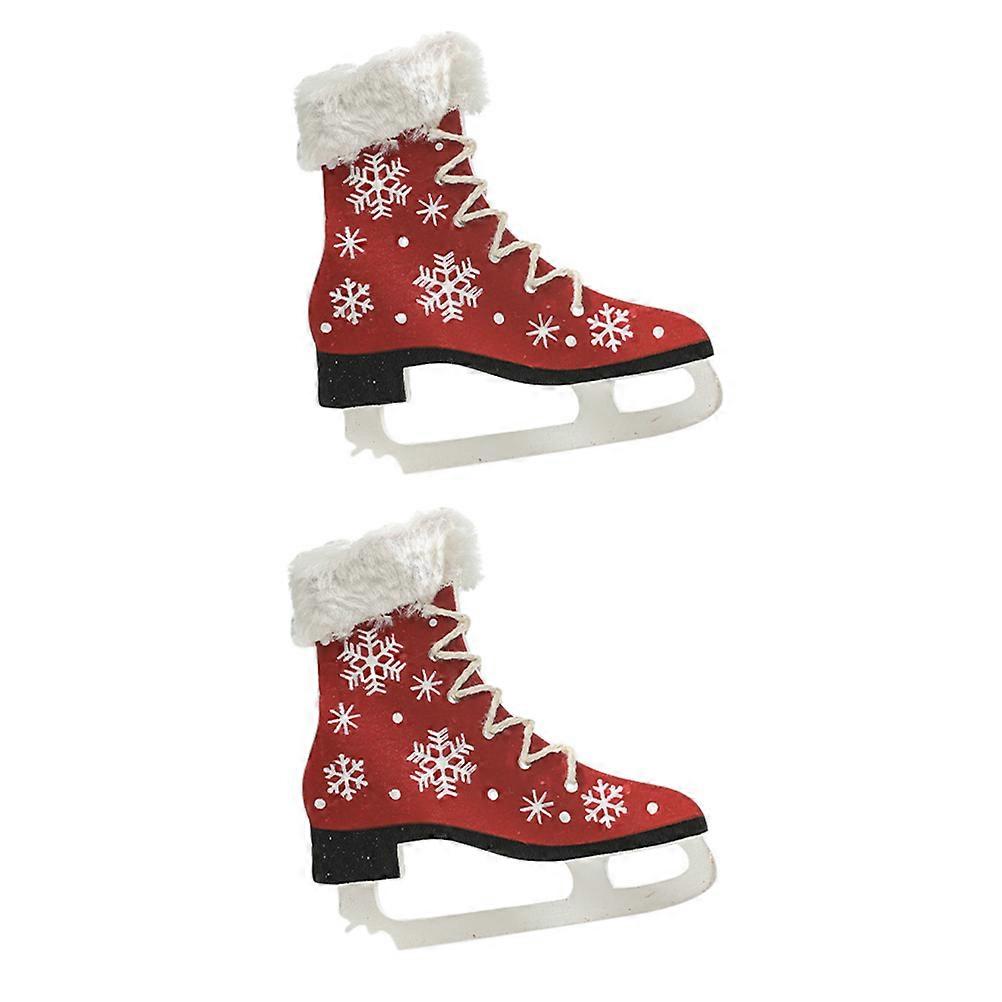 Red Skateshaped Pendant Decorations for Xmas Party Scene Decoration Synthetic Material 2 Pcs