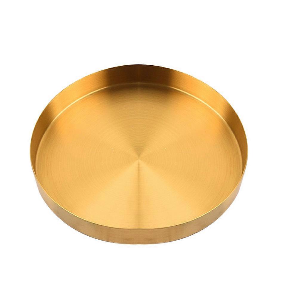 Stainless Steel Round Storage Tray, Large Jewelry Organizer, Multipurpose Metallic Tea Plate Holder for Desktop, Dressing Table, Home Use