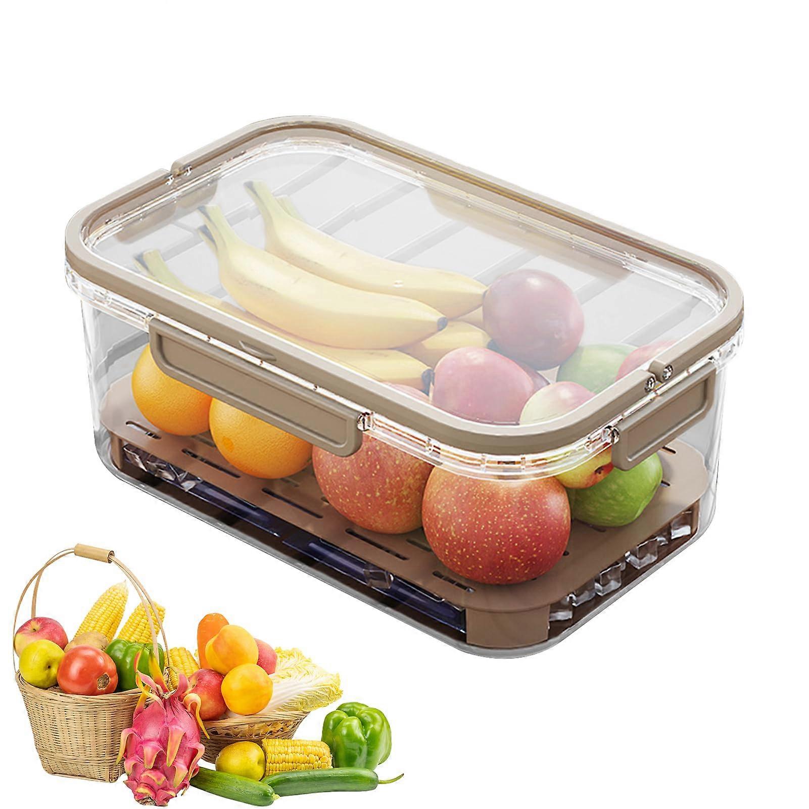 Food Storage Containers With Drain Basket Fridge Box With Lid And Handle Plastic Containers For Fruit Veggies And Coffee