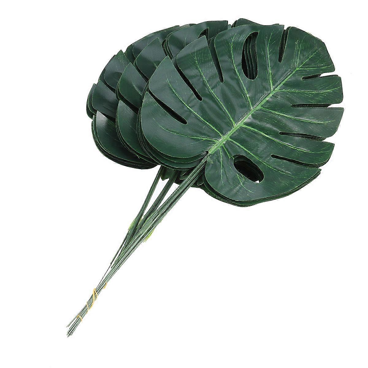 Tropical Decor Simulation Leaves For Garden Decor Medium Size Green Plastic 20Pcs