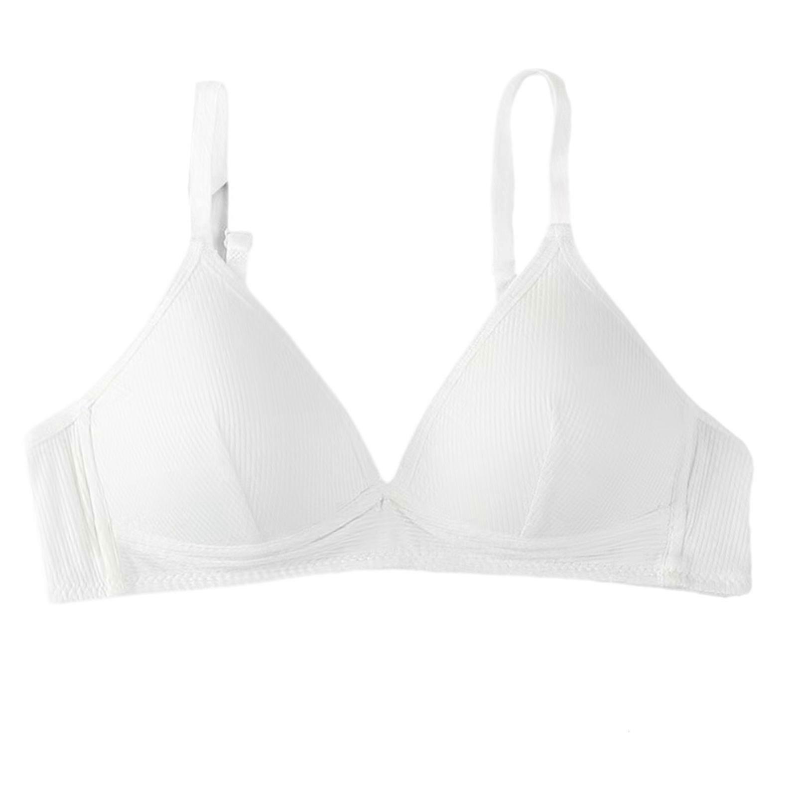 Women's Bralettes Triangle Bralettes Wireless Bras with Adjustable Straps V Neck Unlined Traceless Bra  White 85AB