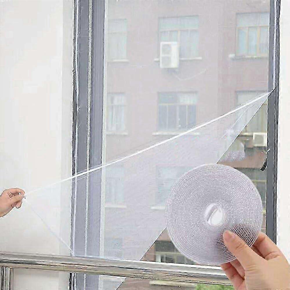 2 Pack DIY Self-Adhesive White Window Screen Netting Mesh Curtain, 130X150cm, with Hook and Sticky Tape, Fits Various Brands