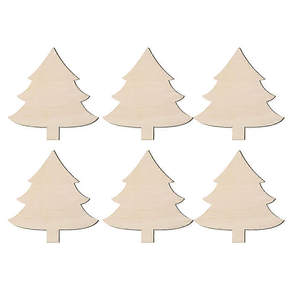 6pcs Wooden Christmas Tree Cutouts Unfinished DIY Blank Ornaments for Hanging Decor – Smooth Surface for Painting, Personalizing, Tree, Window, Door,