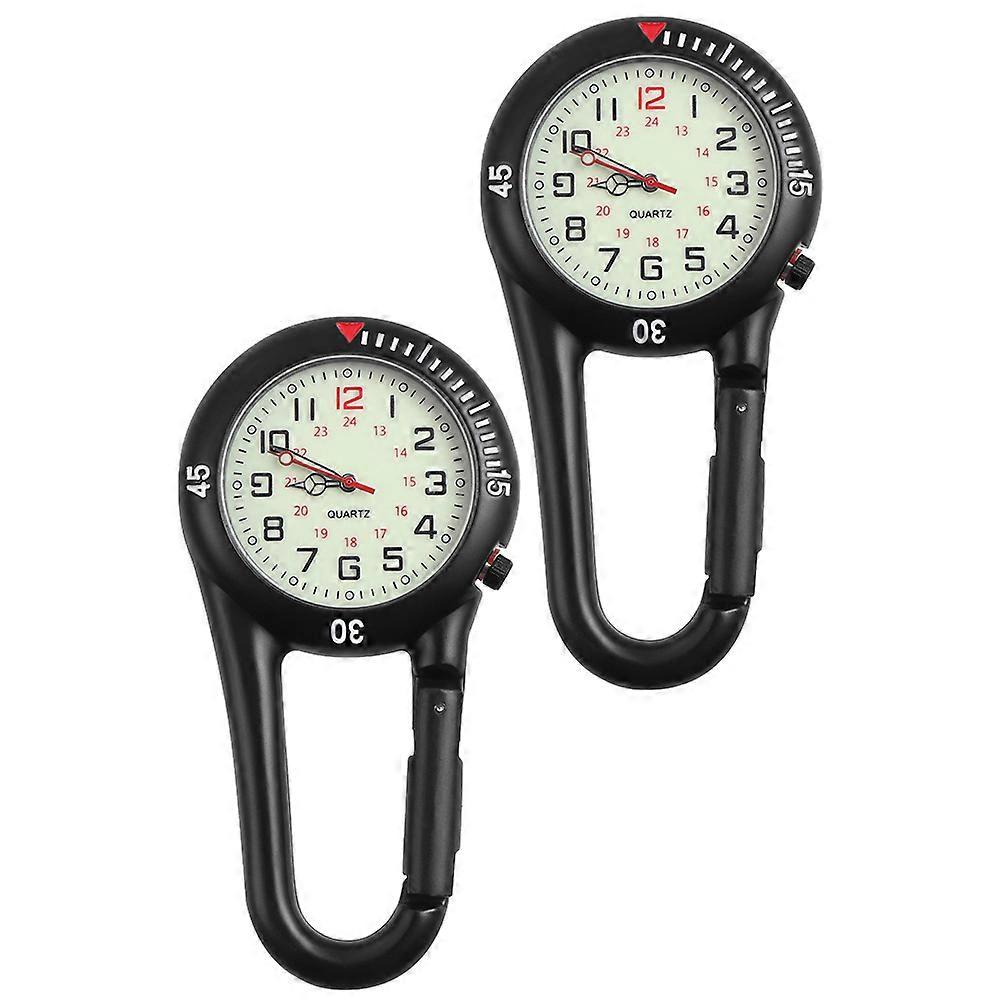 Backpack Fob Watch with Fluorescent Dial for Timekeeping 2Pcs Black Set