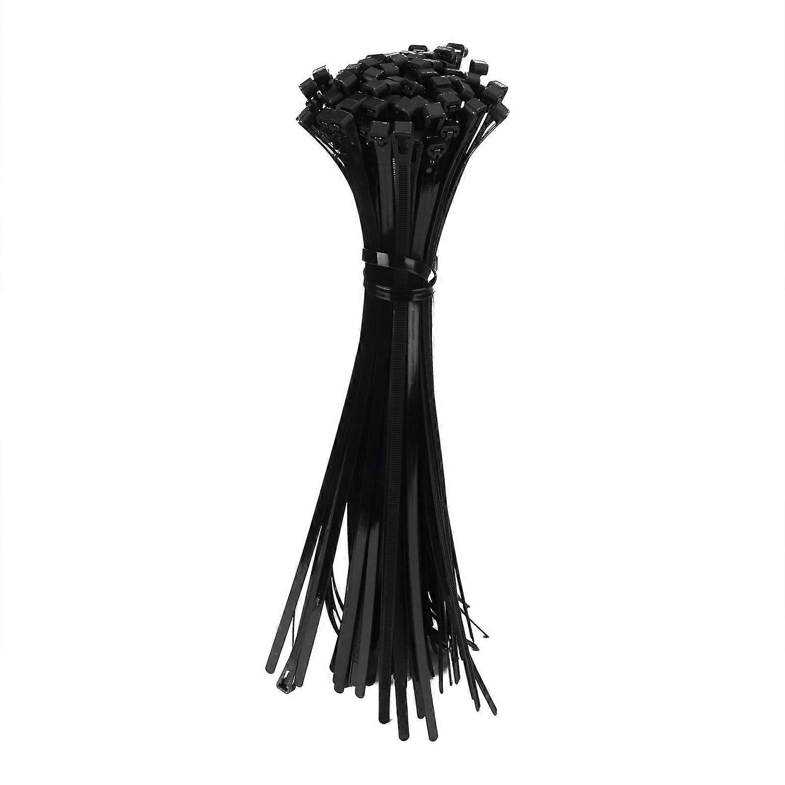 Cable ties, zip ties, reusable adjustable length, quick fastening for bundling wires, 7.2 mm width, 400 mm length (black).
