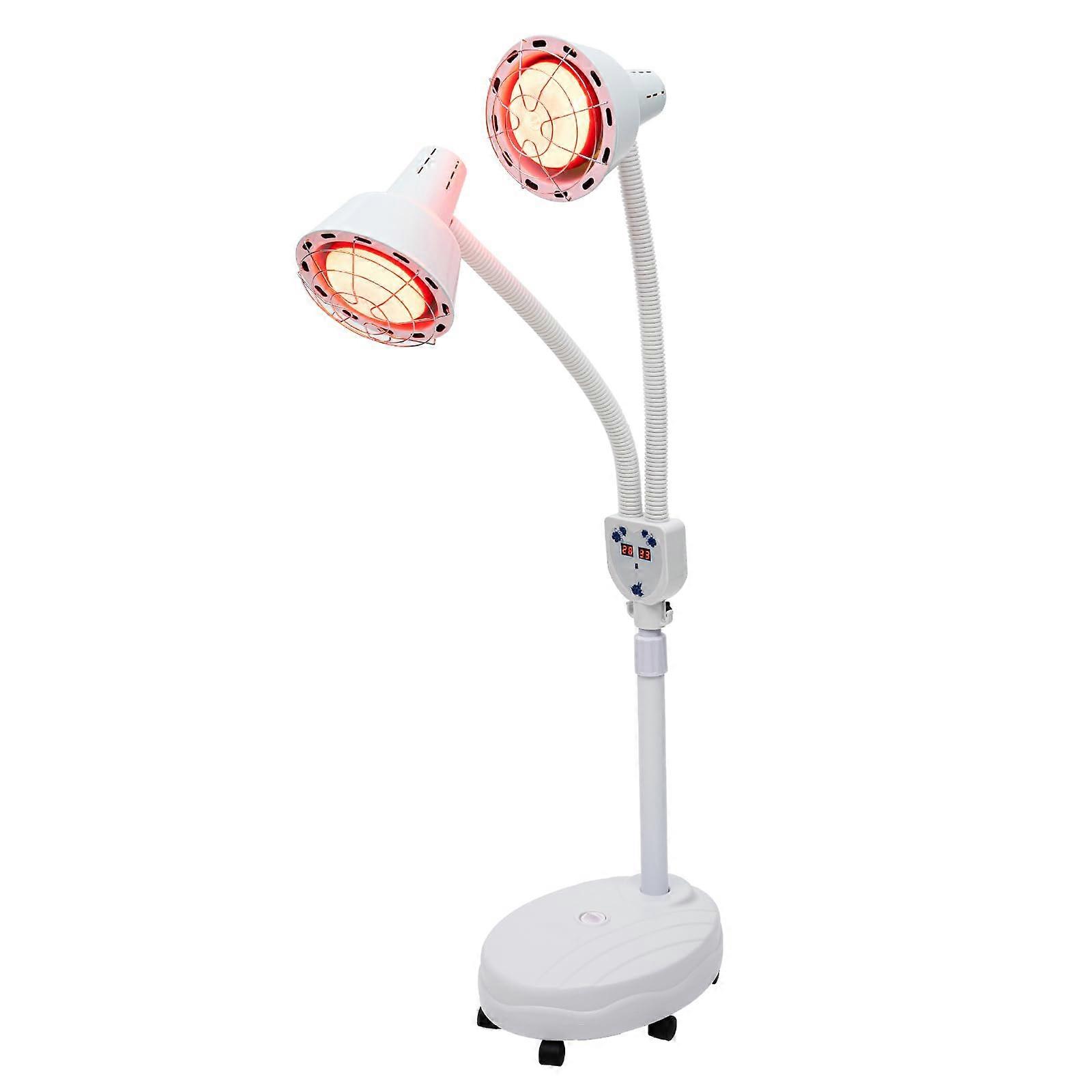 275W Double Head Infrared Heating Lamp with Remote Control, 0-115°C Adjustable, 360° Rotatable Red Light for Massage and Beauty Salon
