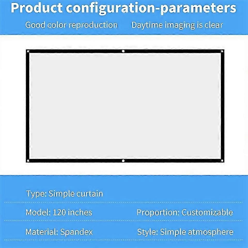 For Projector Screen For Home Theater Foldable Anticrease 84inch White