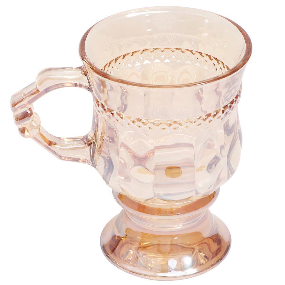 Simple Glass Cup Temperature Resistance High Capacity Easy to Clean Borosilicate Glass Light Brown 15x10cm for Students Adults Home Use 1Pcs
