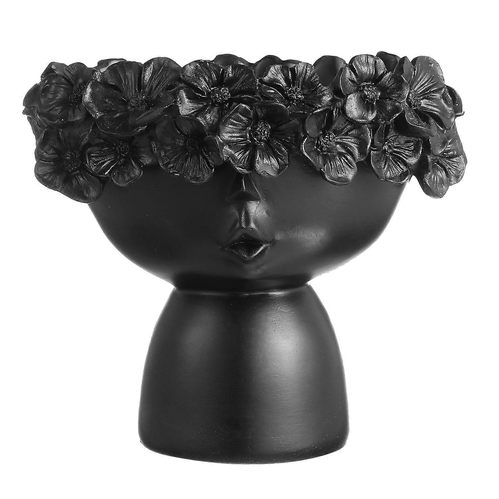 Creative Ceramic Pot for Home Use Black Mini Planter with Fresh Style for Desk or Table Decorations