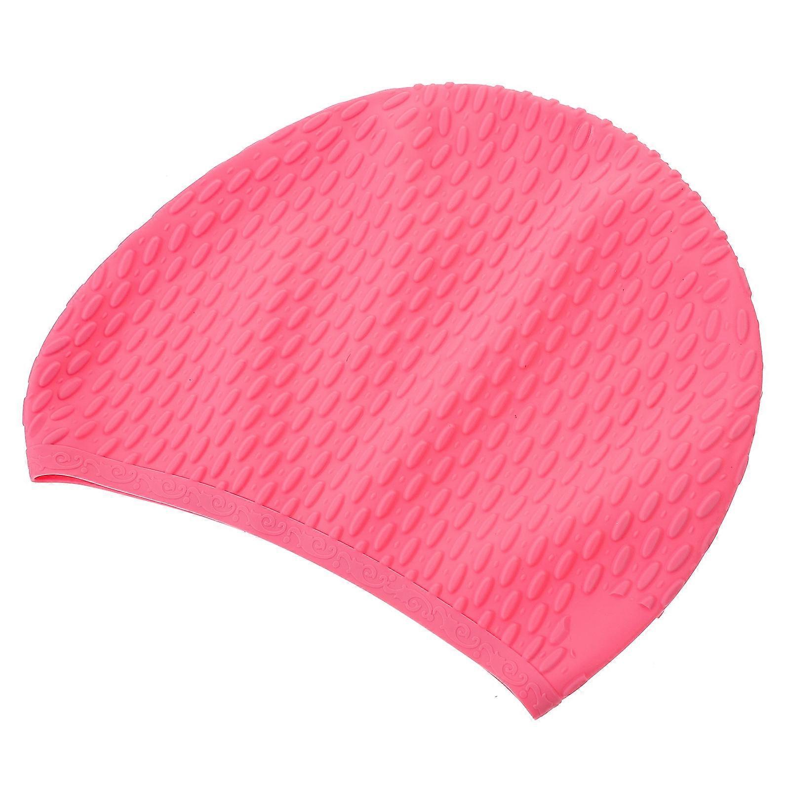 Pink Silicone Swimming Cap for Women Lightweight and Flexible with Ear Protection and Waterproof Design 6.3 Inches