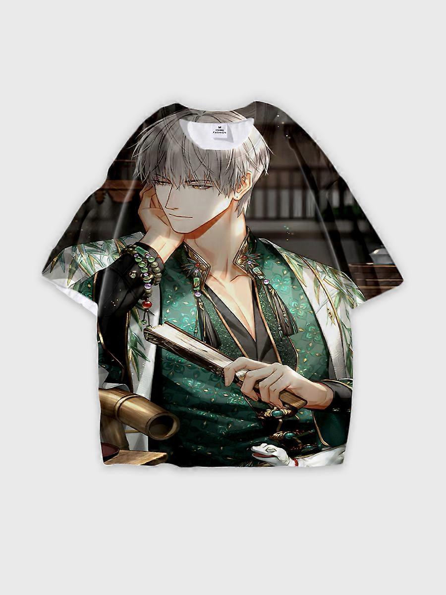 T-shirt round neck Role Pattern loose short sleeve B809