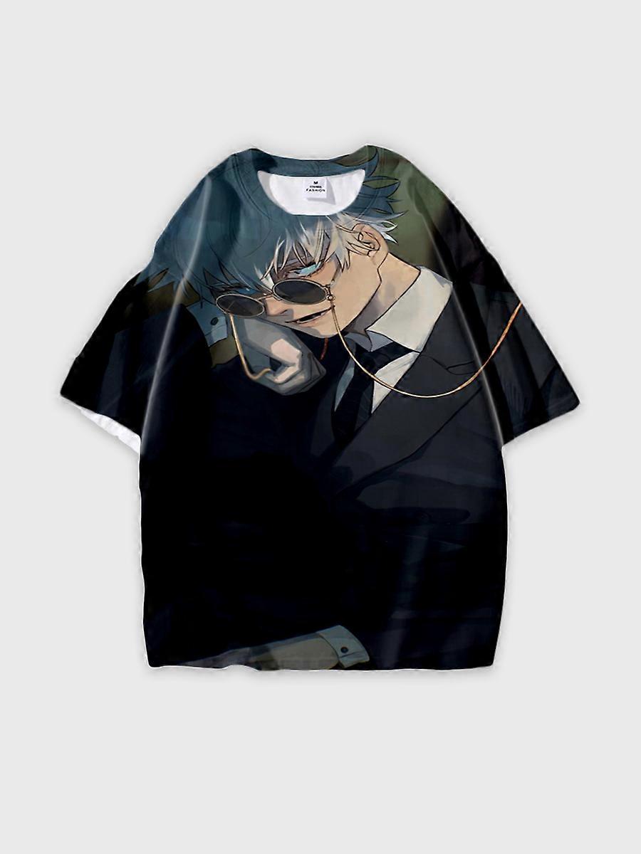 T-shirt round neck Character Pattern loose short sleeve P1401