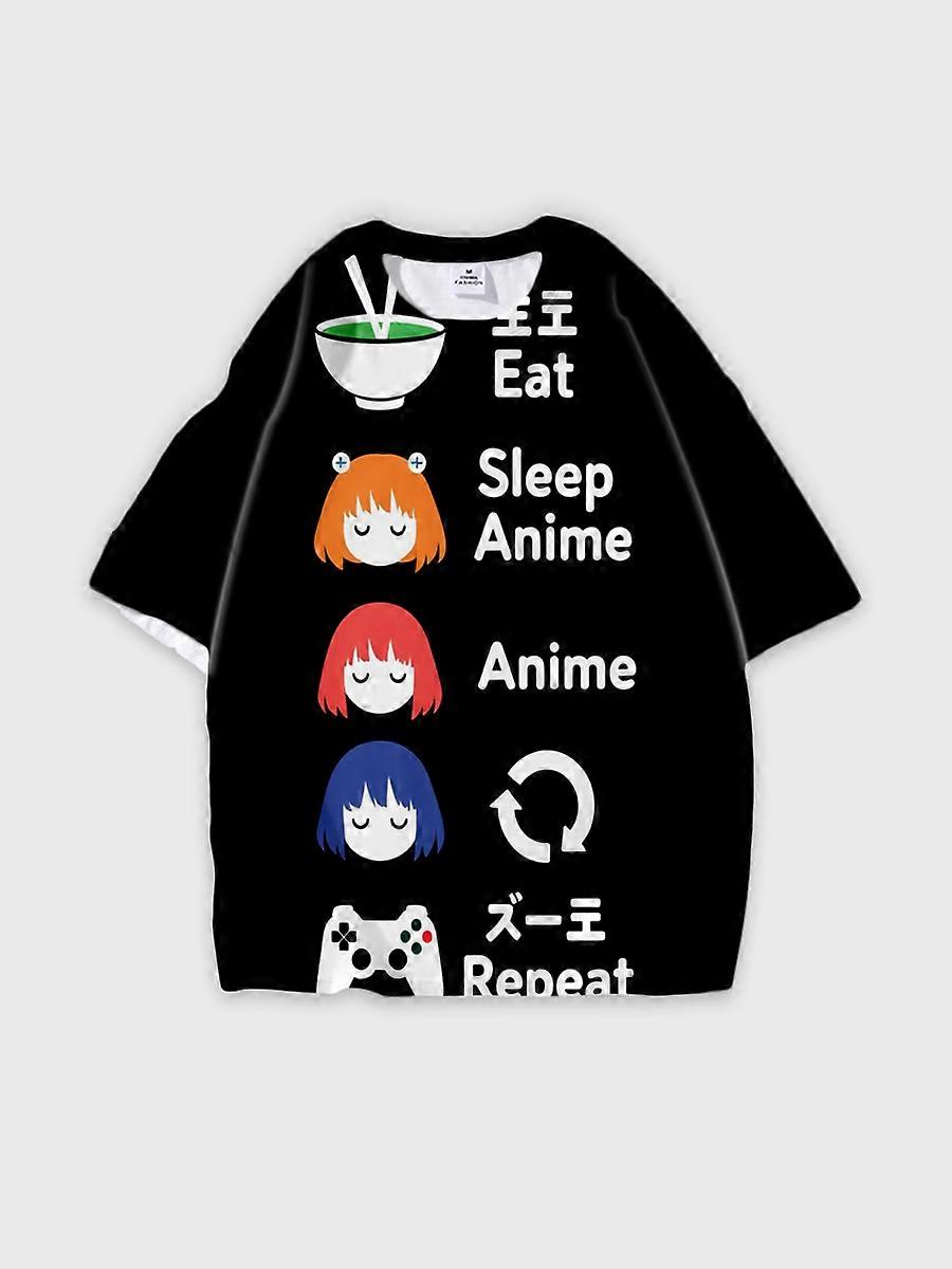 T-shirt round neck Pattern loose short sleeve N390