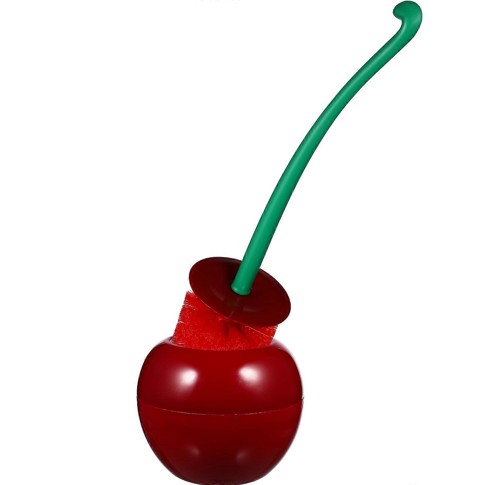 Cherry Shaped Toilet Brush Set in Dark Red Plastic for Efficient Bathroom Cleaning 1 Set