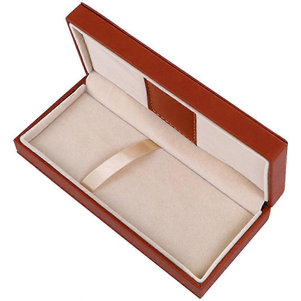 Decorative PU Pen Case Multi Functional Storage Box Lightweight Sturdy Design Elegant Brown Office Personal Use