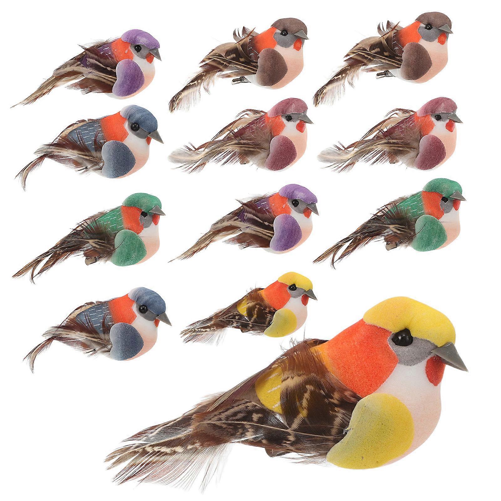 12pcs Realistic Foam Birds with Clips for DIY Crafts – Colorful Small Artificial Bird Ornaments, Lifelike Design for Indoor Outdoor Home & Birthday