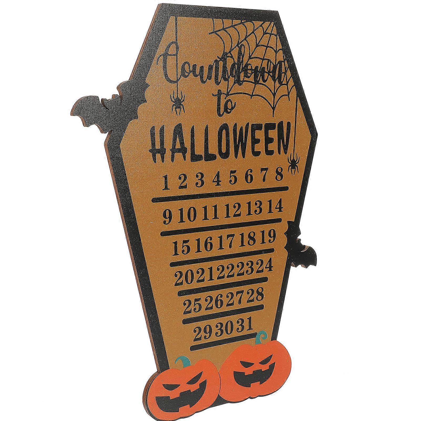 Halloween Countdown Calendar with Wood Material for Decoration Multi Color 1 Piece 12.5x8.5 Inches