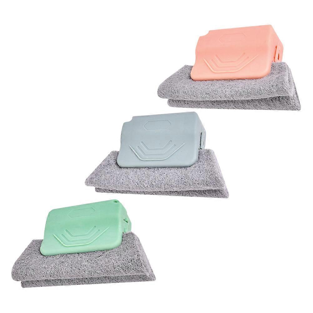 3pcs Multifunctional Window Groove Cleaning Brush Set for Crevices, Grout & Sliding Door Tracks – Efficient Household Cleaning Tool in Green, Grey &