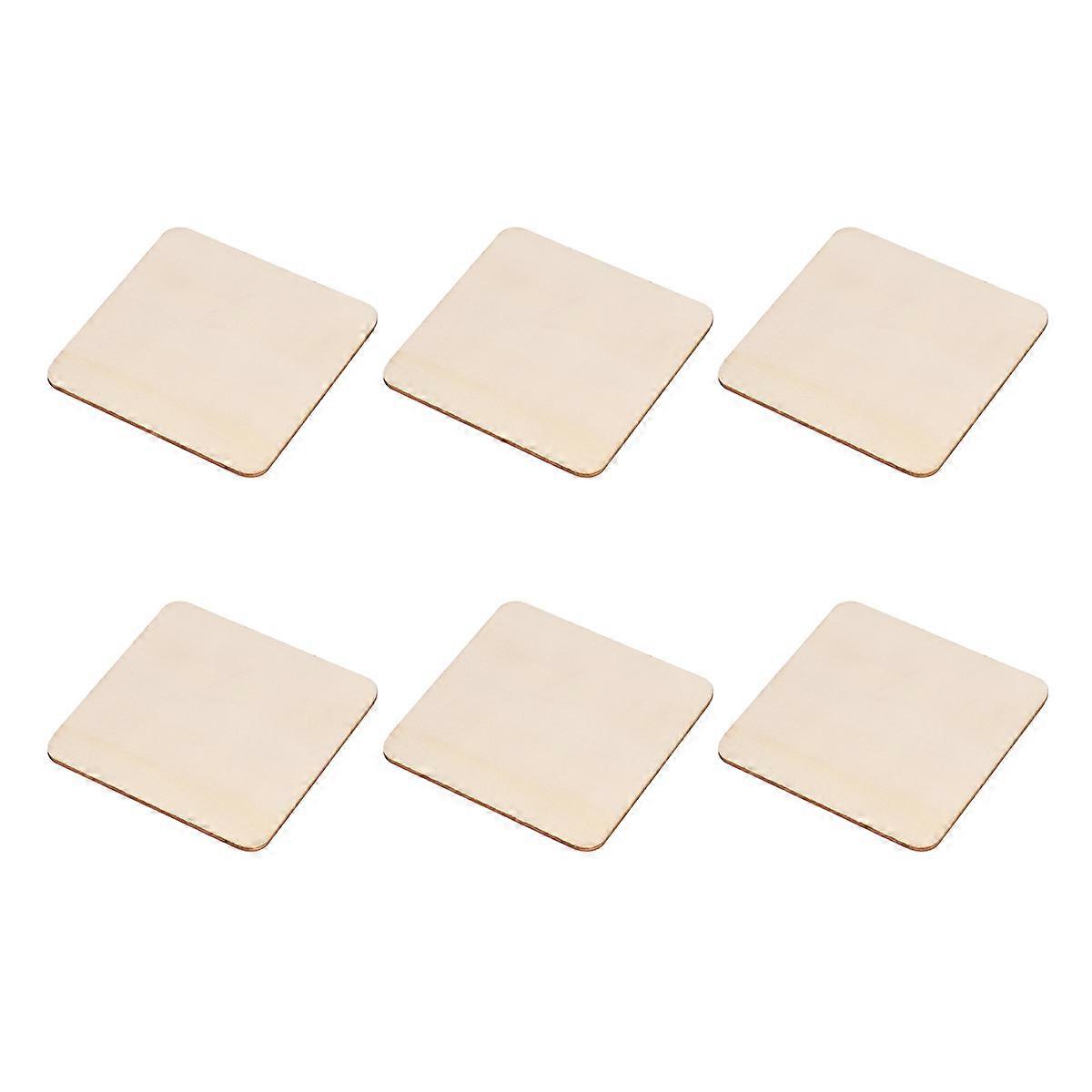 Square Wood Slices for Crafts 90mm Unfinished Wooden Pieces for DIY Ornaments Home Decor
