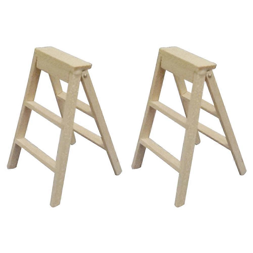 Dollhouse Miniature Ladder 2Pcs Foldable Lightweight For Mini House Play By Kids Perfect For Decorating Garden Spaces