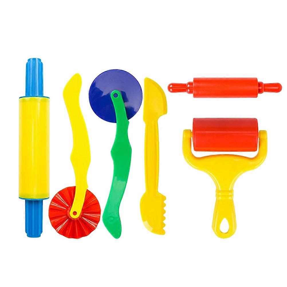 Six Piece Set Dough Tool Kit for Kids Creative Play with Easy-Grip Scroll Wheel in Assorted Color