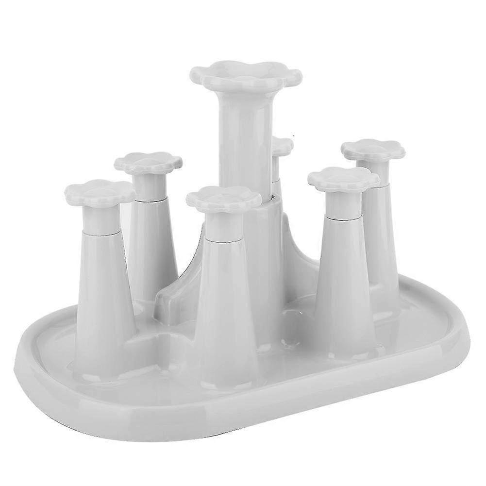 Gray Mug Cup Holder Drying Rack Stand - Water Drain Organizer for 6 Cups, Ideal for Kitchen Storage and Drying Solution