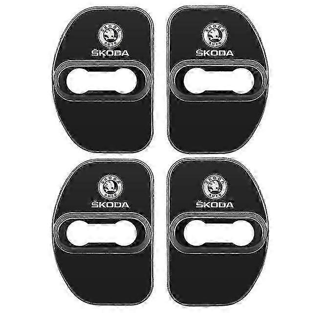 4 قطع قفل باب السيارة الديكور الحماية من الصدأ حالة غطاء الفولاذ المقاوم للصدأ لسكودا أوكتافيا فابيا رابيد يتي كودياك رائع فابيا - قفل الباب واقية