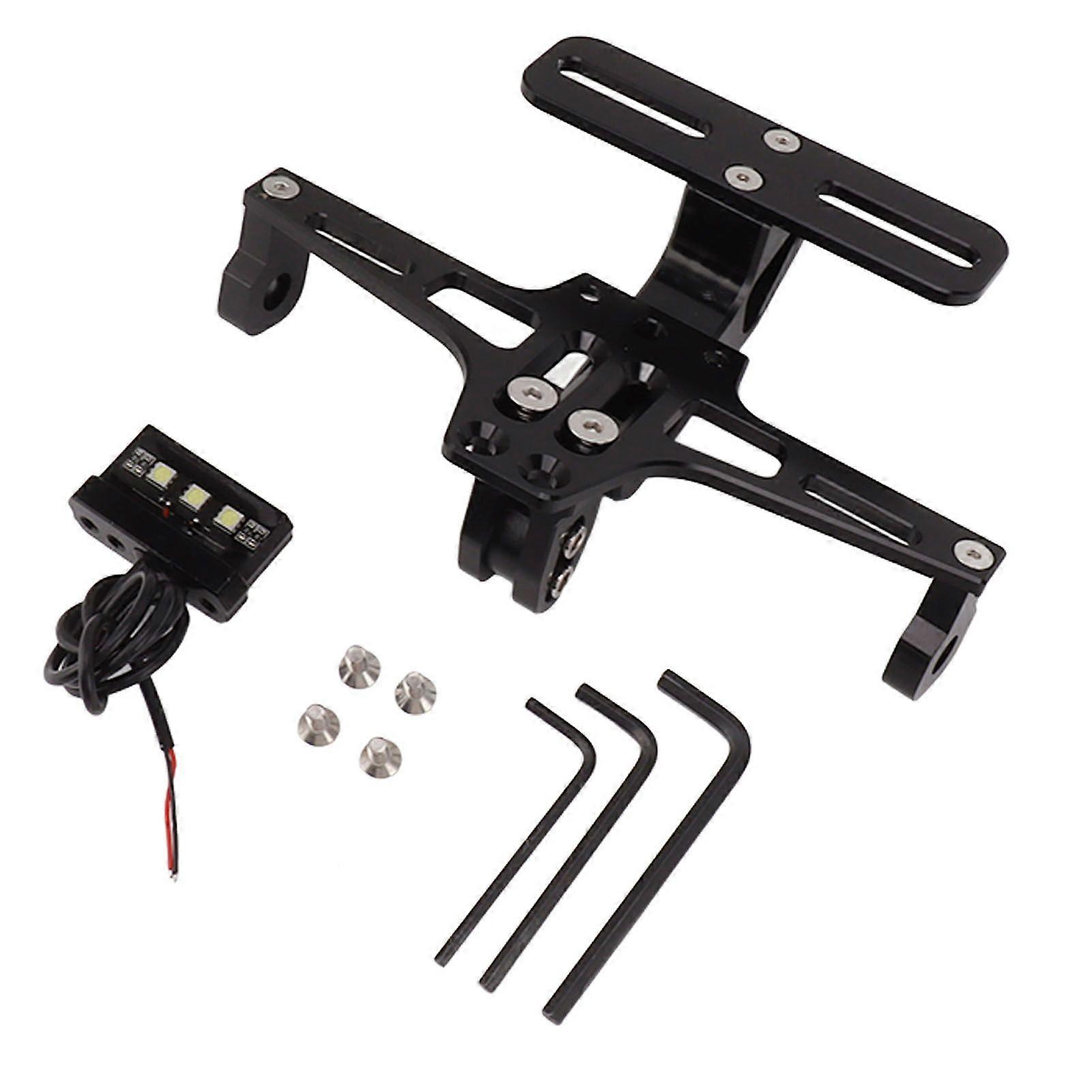 Universal motorcycle license plate bracket adjustable alloy mount with light