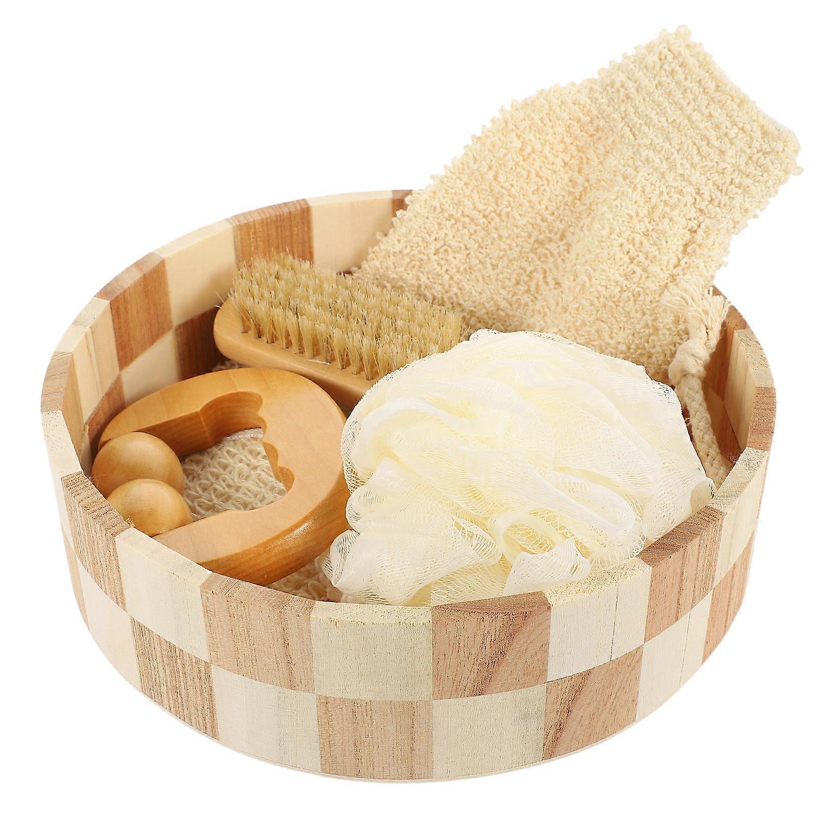 Exfoliating Body Scrubber Bath Tool Kit with Bath Ball, Foot File & Gloves for Deep Cleaning Hard to Reach Areas