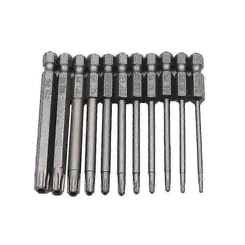 11-piece screwdriver bits set, T6 - T40 specifications, S2 steel, Magnetizable tips