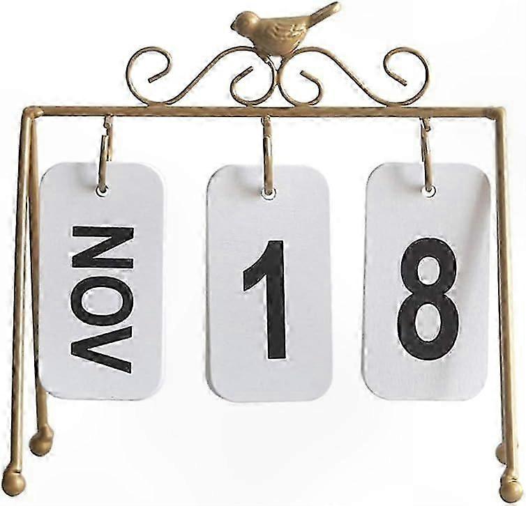 Golden Metal Desktop Calendar for Home and Office Use
