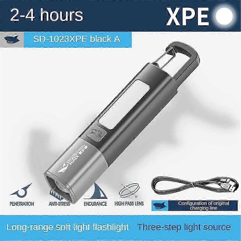 Portable Mini High Brightness Colorful Flashlight Telescopic Zoom Camping Flashlight Three-gear Adjusting Flashlight