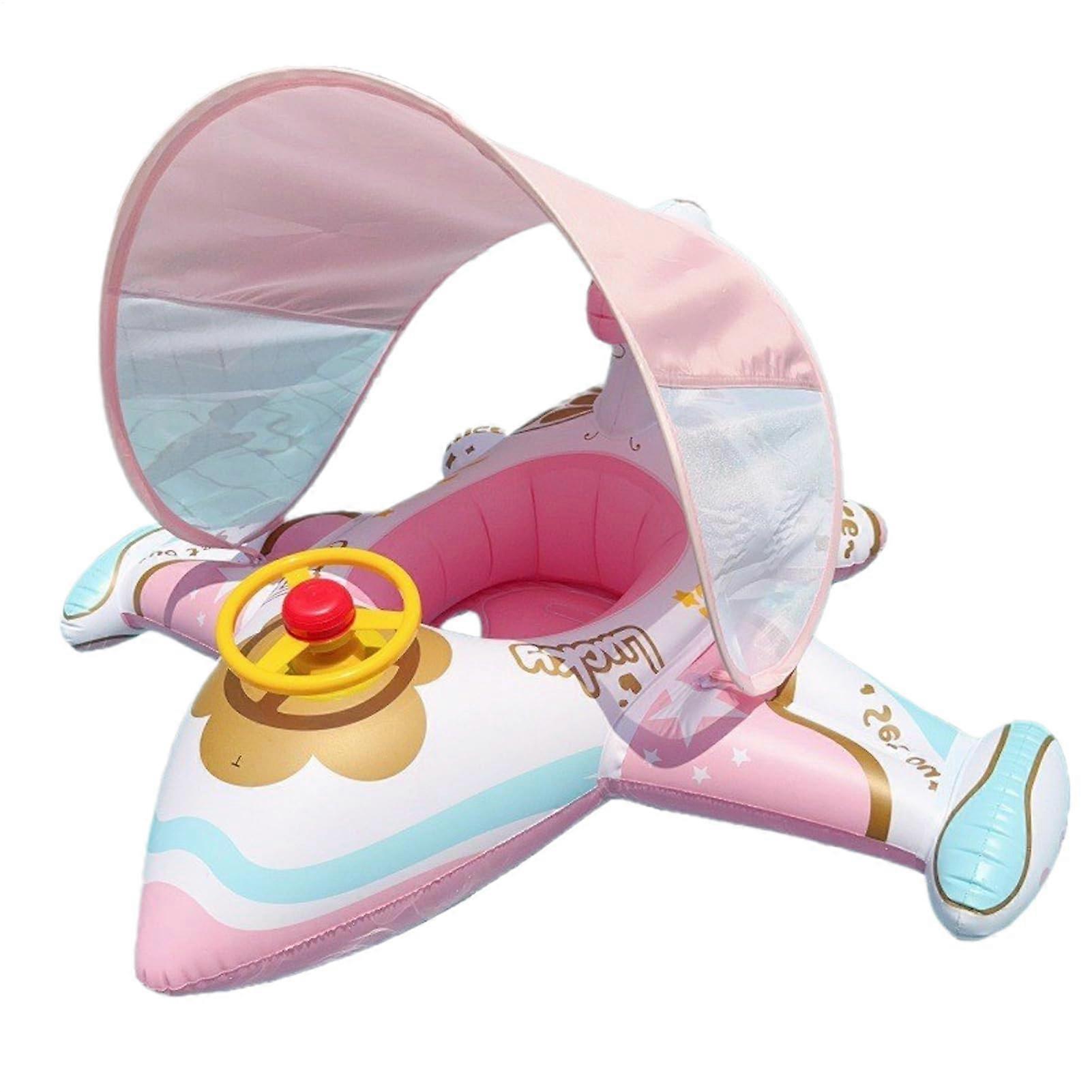 Airplane Swimming Aid Pool Float With Sun Shade Inflatable Ring Lounge For Pool And Lake