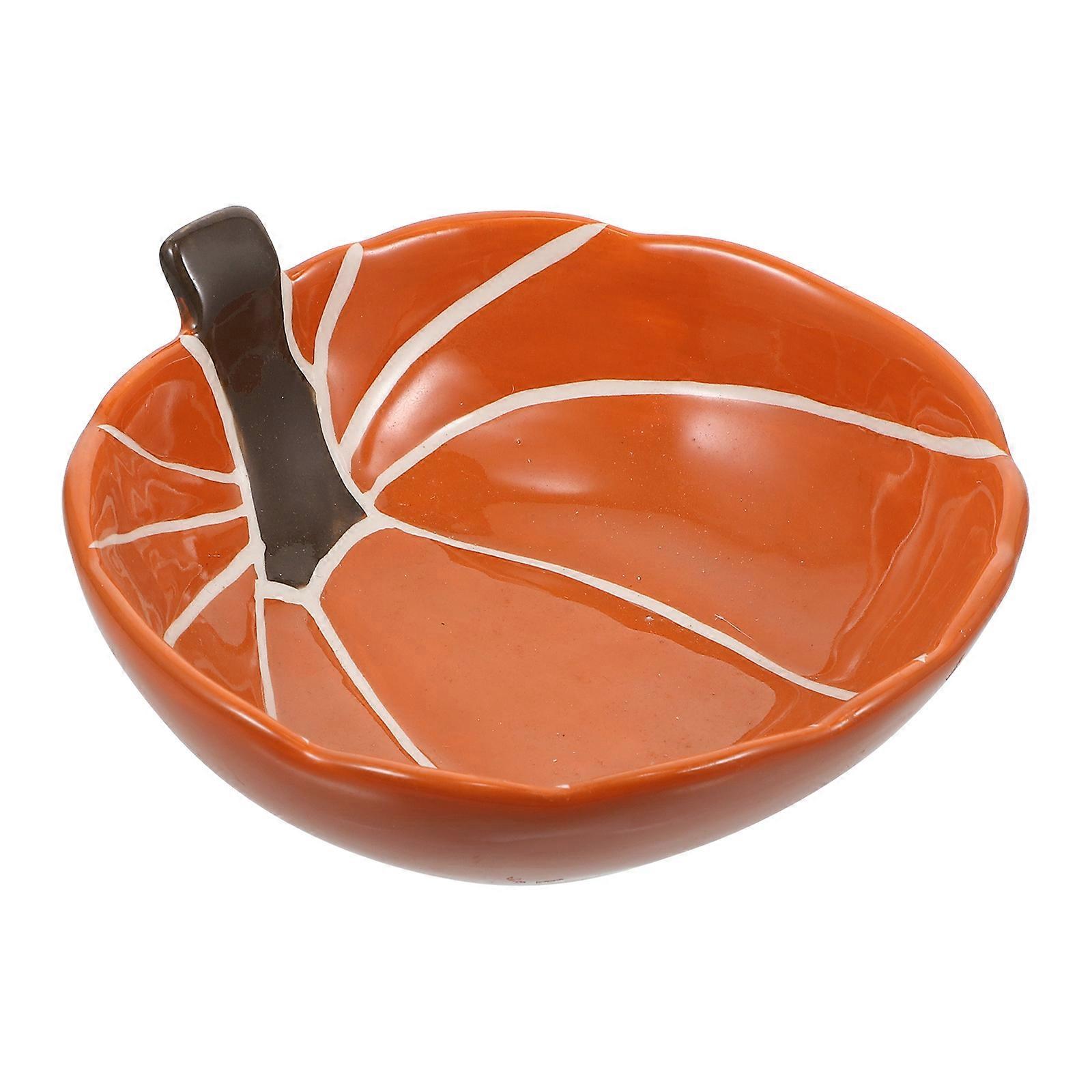 Ceramic Breakfast Plate 1Pcs Yellow Versatile Usage for Food Storage Halloween Tableware