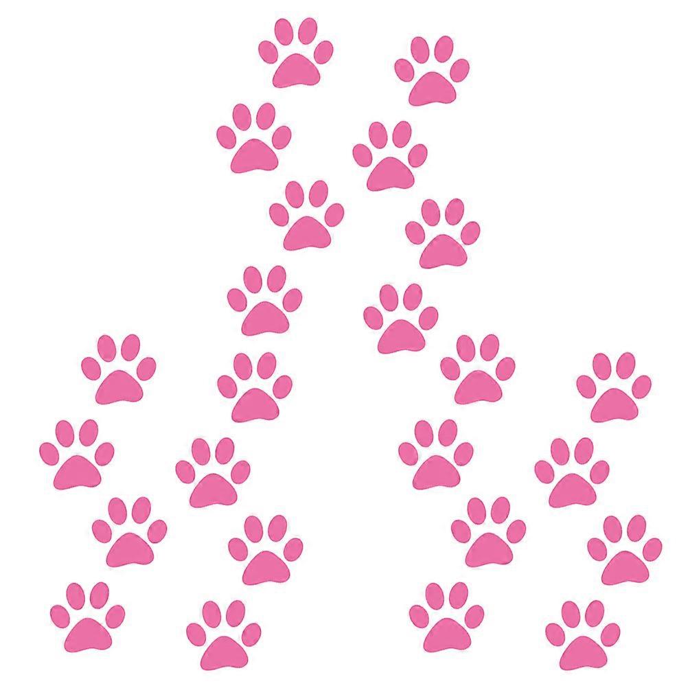 Adhesive Cat Footprint Car Stickers For Car Decoration 11X11cm 3D Pink 24Pcs