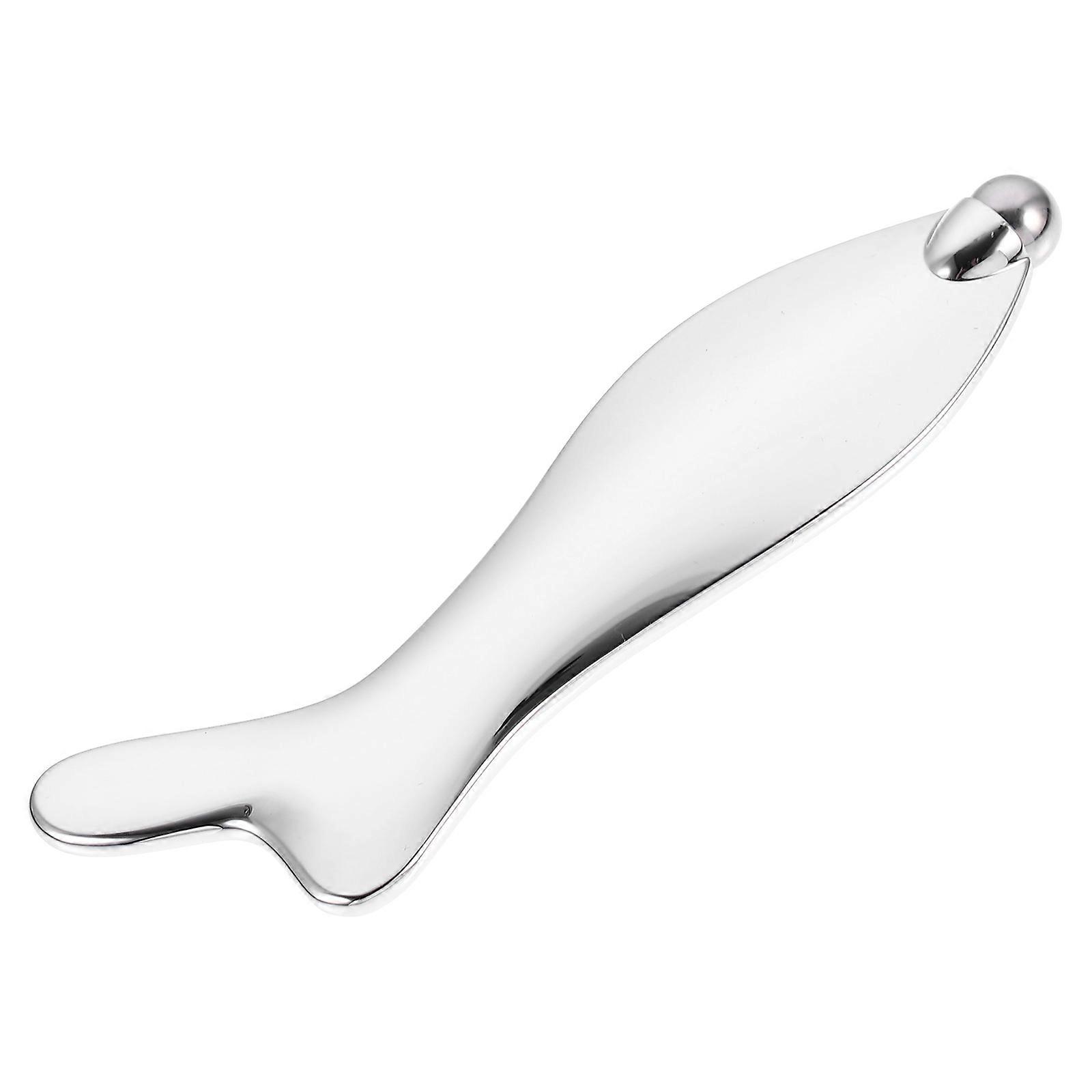 Massage Tool Gua Sha Board for Outdoor Use and Travel with in Silver 14X1.2cm Promoting Circulation 1Set