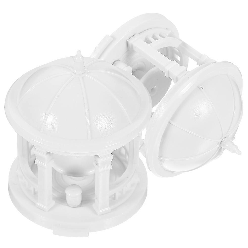 White Simulation Pavilion Shape Landscape Ornament DIY Model for Decoration ABS Material 2pcs 1:100