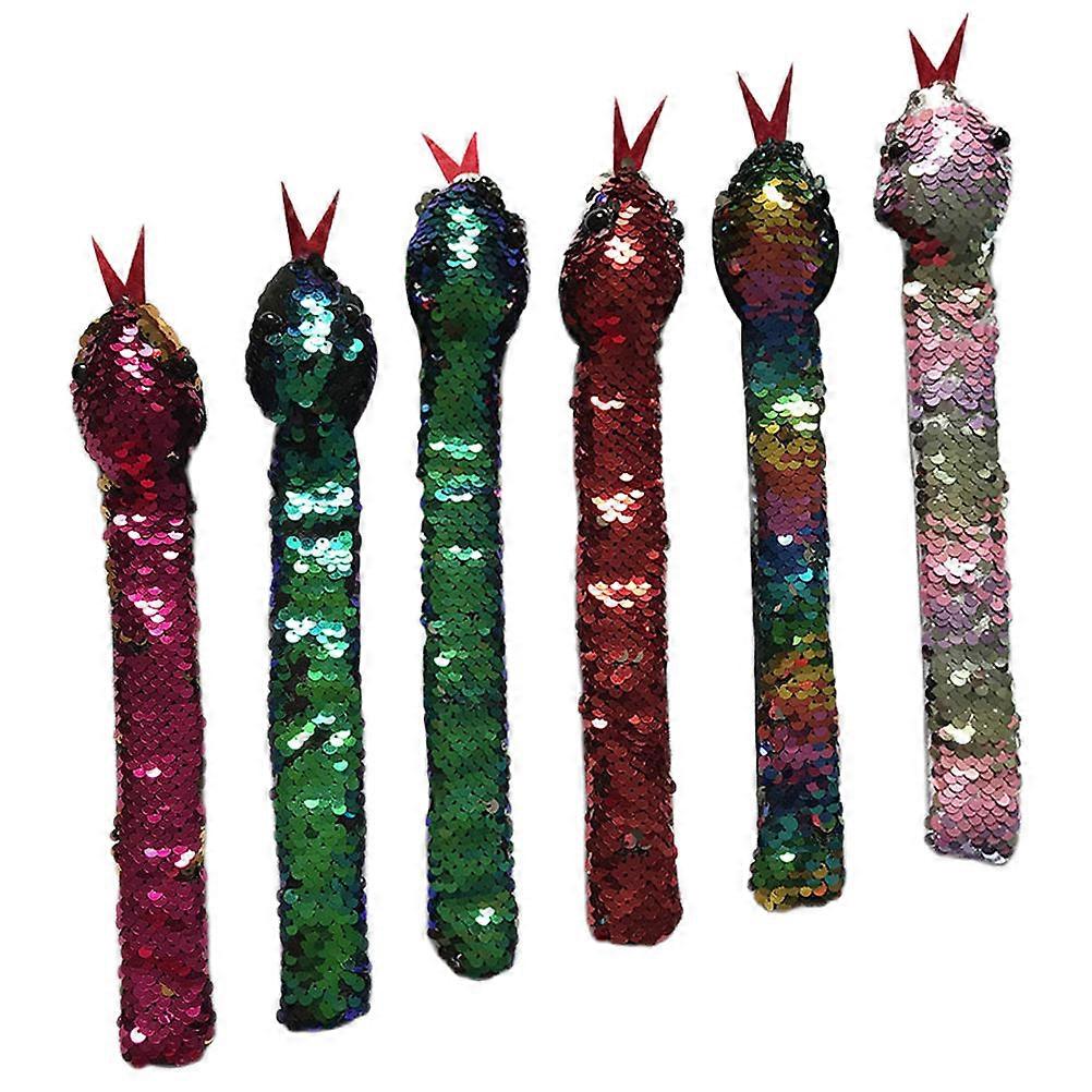 Kids Slap Bracelet Snake Design Ideal For Halloween Parties Assorted Color Wrist Decoration 6 Pcs