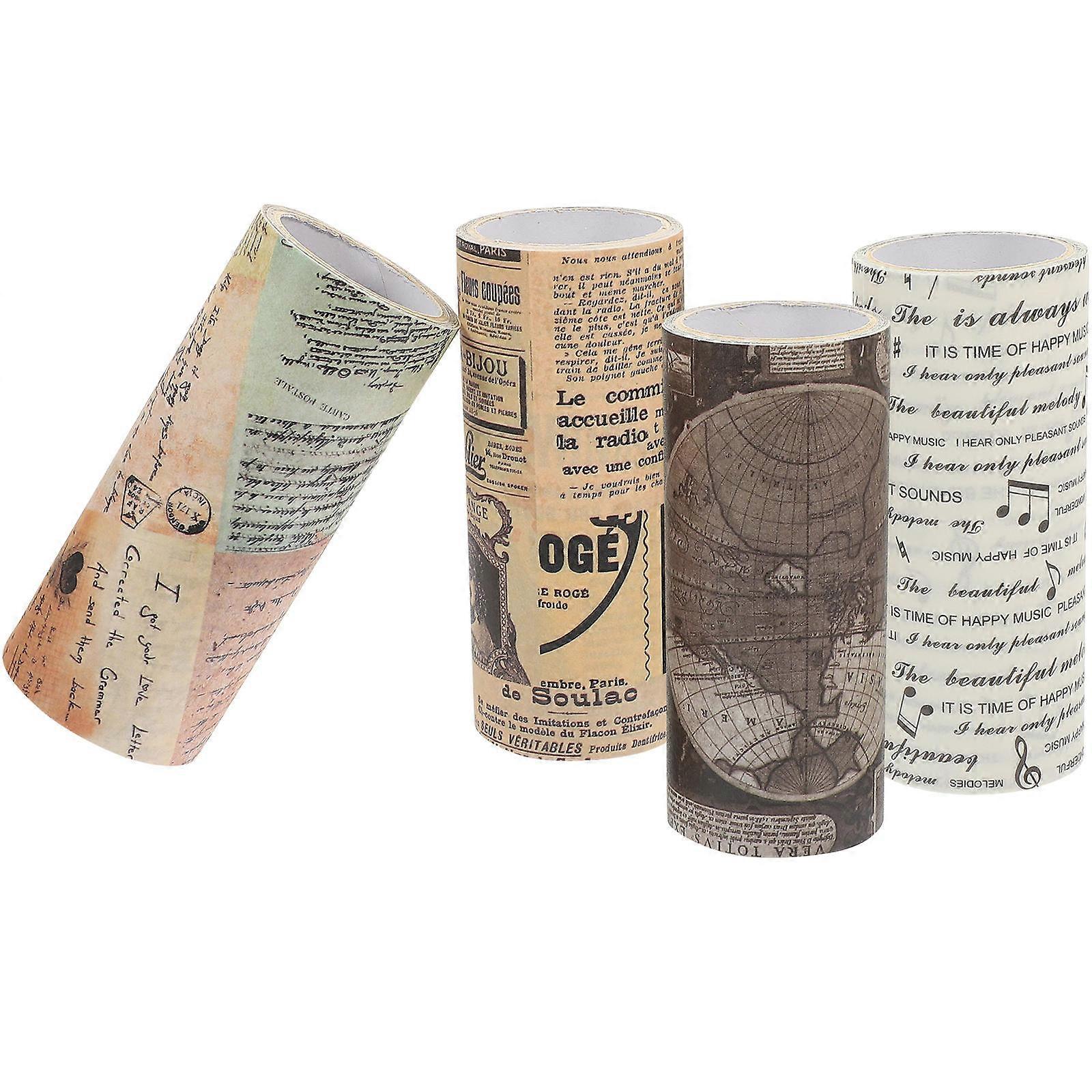 Retro Washi Tape For Gift Wrapping Vintage Style Decorative Tapes Multi 4 Rolls For Holiday Decorations