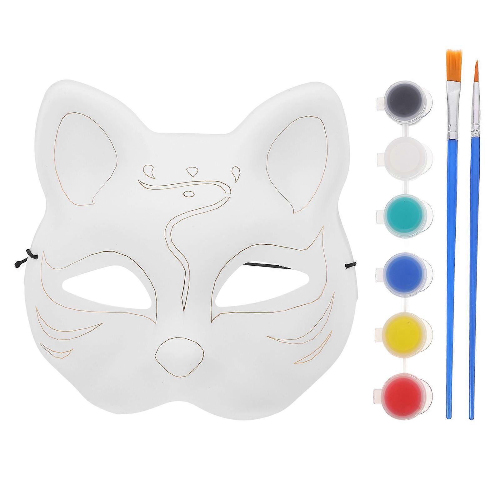 Blank Cat Shape Masquerade Mask For Cosplay Events And DIY Enthusiasts With Painting Kit And Unfinished Design 1 Set