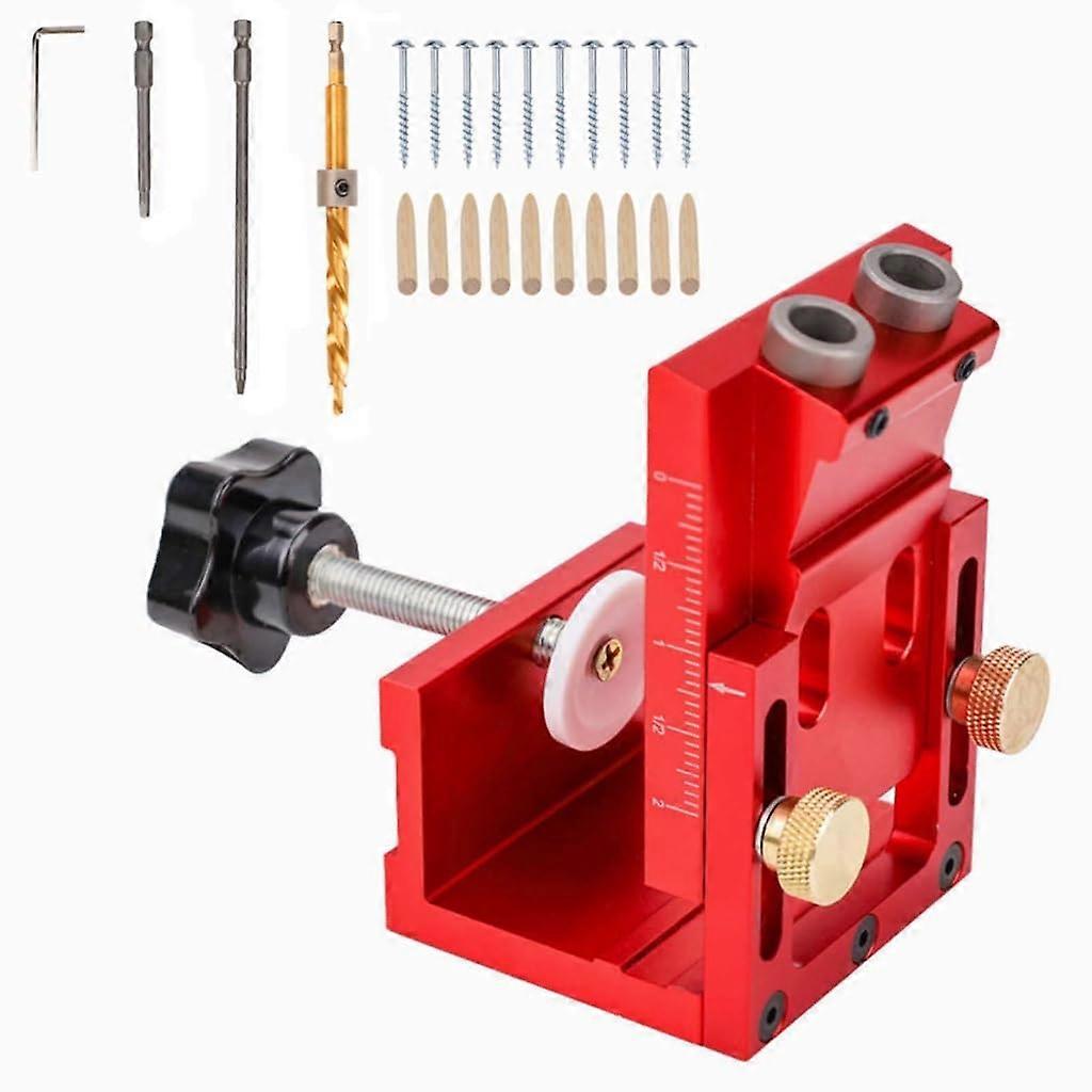 Woodworking Dowel Jig Set with Adjustable Hole Drill Bit, Dowel Punch Locators, and Durable Carry Bag for Precision Joinery