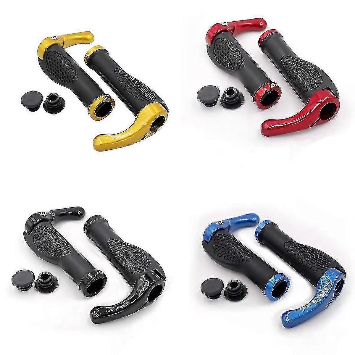 Bicycle Grip With Bar Ends Horns Lock Ergonomic Design Mountain Handlebar Grip Bike Anti-skid Rubber Grips
