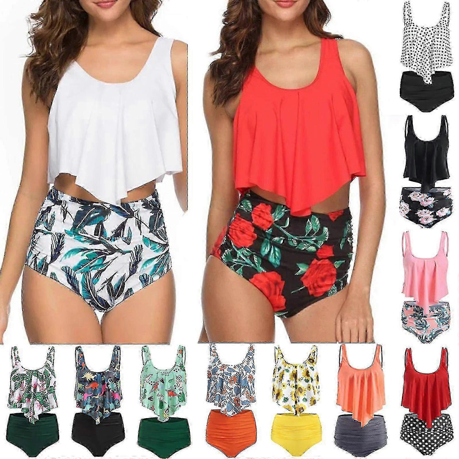Women's High Waist Tummy Control Swimsuit Set - Bikini & Tankini for Beach and Pool, Comfortable Bathing Suit with Adjustable Straps