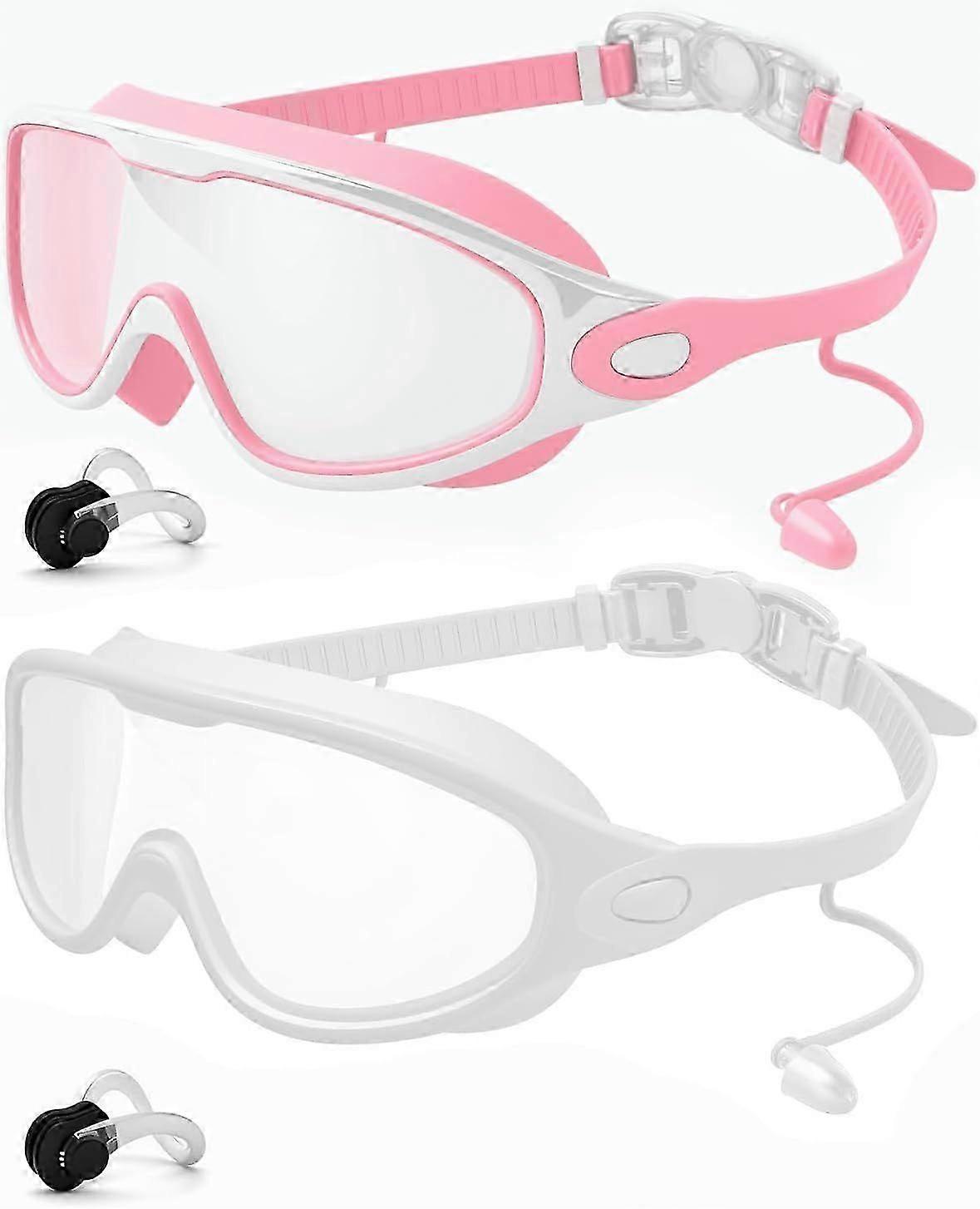 2-pack Anti-Fog Simglasögon Wide View UV-skydd Ingen läckagedesign för vuxna män kvinnor och barn pool tillbehör