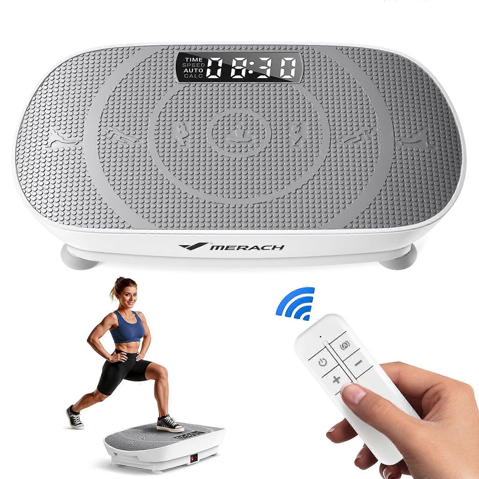 Merach Mini Vibration Plate Exercise Machine, 10-speed Adjustable Fitness Platform With Remote Control, Led Display, 220lbs Capacity 
