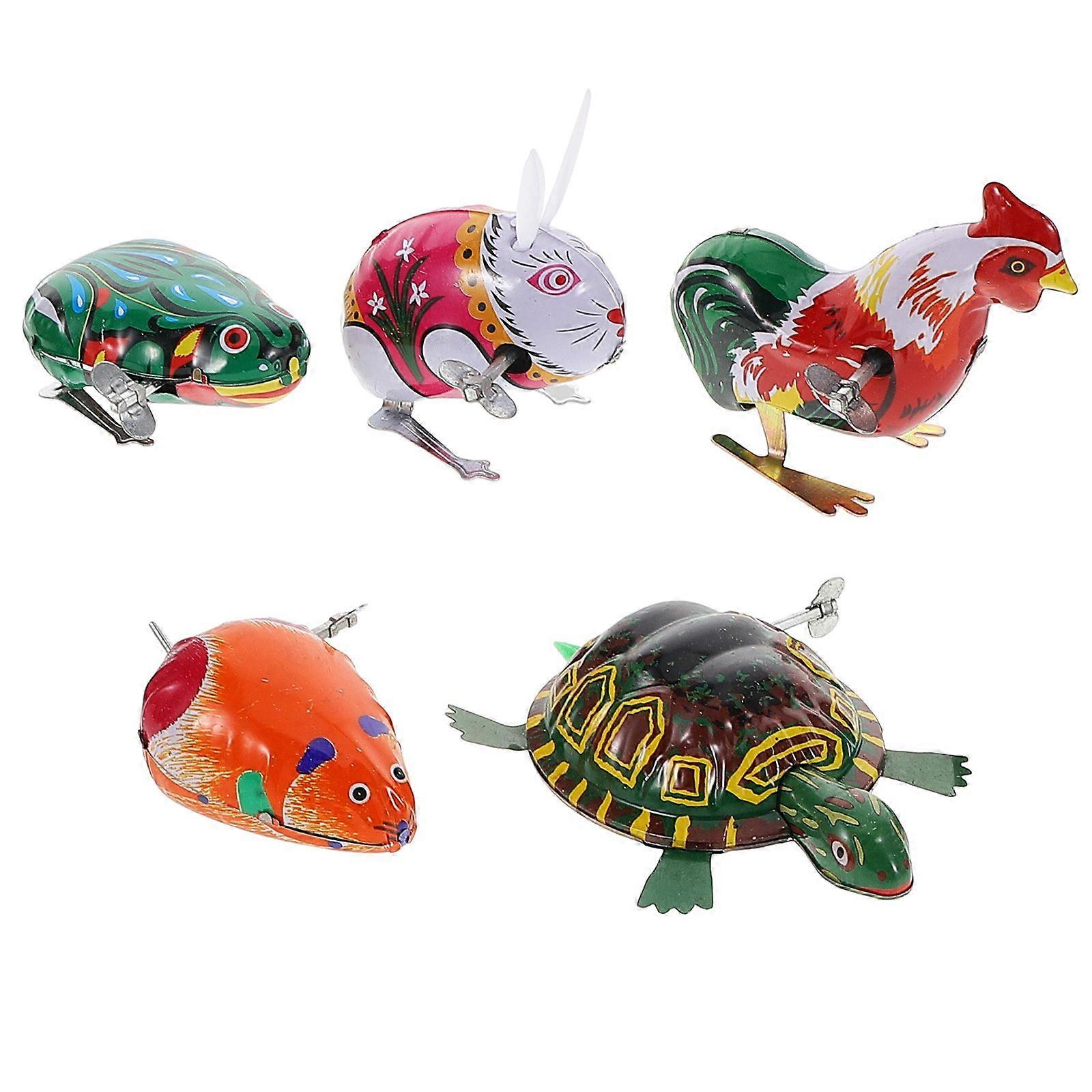 5pcs Wind-up Toys Clockwork Playthings Party Walking Jump Toy Stocking Stuffers (Random Style)