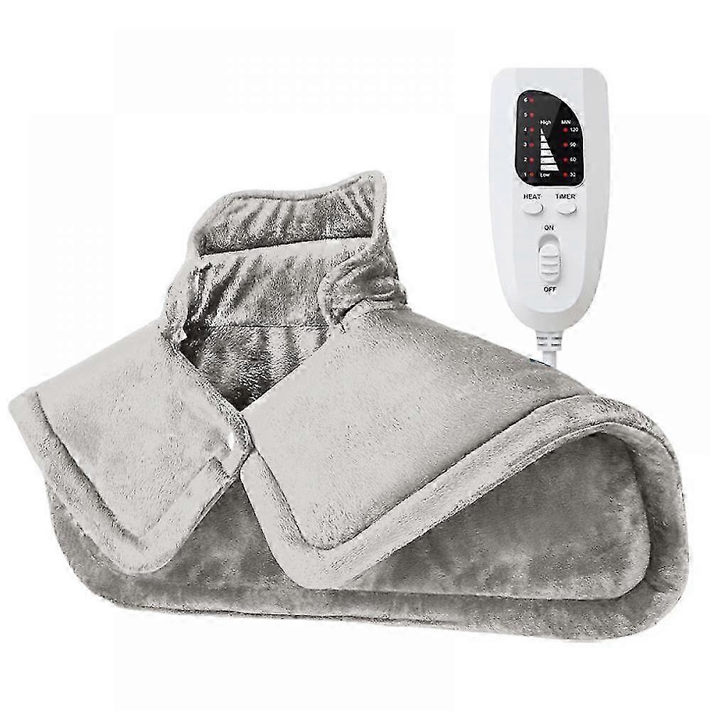 Electric Heating Pad for Neck and Shoulders with 6 Temperature Levels Soft Warm Wrap Beige 58*42cm