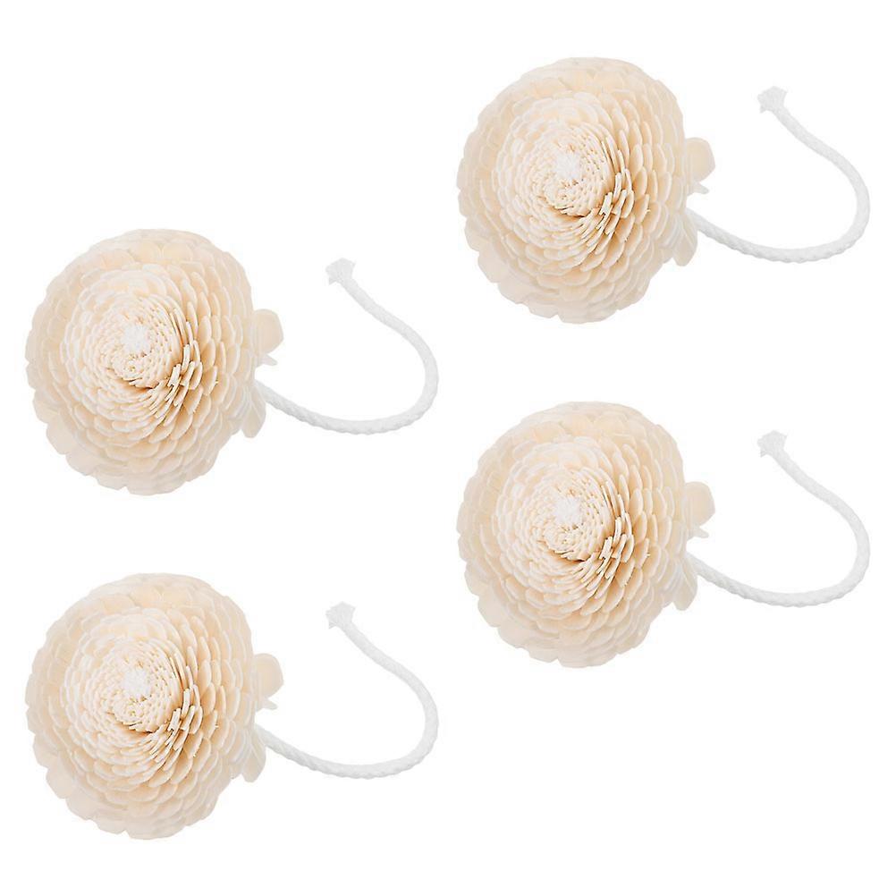 Natural Wood Essential Oil Diffuser with Cotton Rope and Faux Chrysanthemum Flowers for Home Office Aromatherapy Fragrance